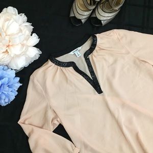 Old Navy Blush Blush Pink Blouse Sequin Trim Sz Medium